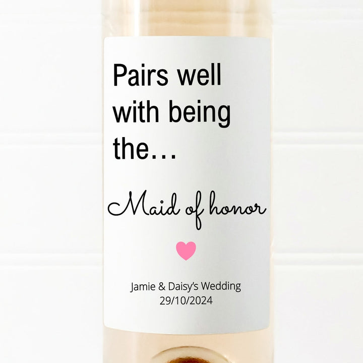 Personalised Maid Of Honour Bottle Sticker