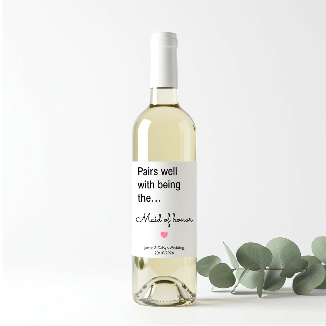 Personalised Maid Of Honour Bottle Sticker
