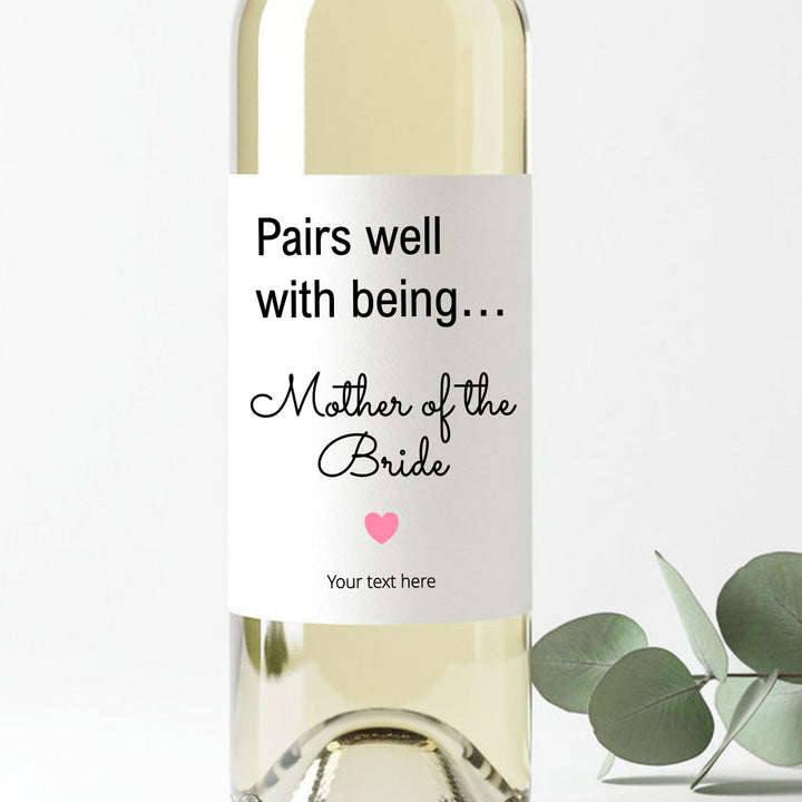 Personalised Mother Of Bride Bottle Sticker