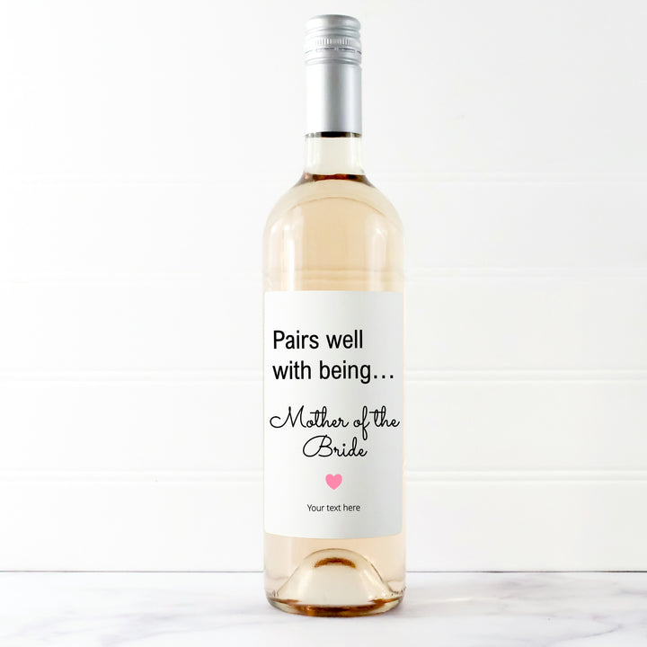 Personalised Mother Of Bride Bottle Sticker