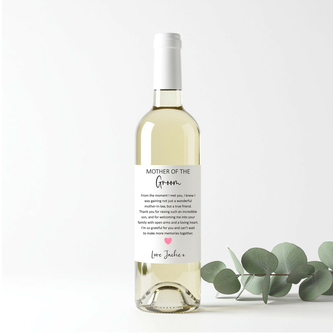 Personalised Mother Of Groom Bottle Sticker
