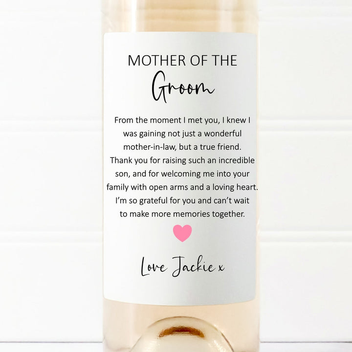 Personalised Mother Of Groom Bottle Sticker