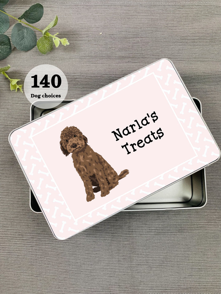 Personalised Dog Treat Tin Pink/Blue