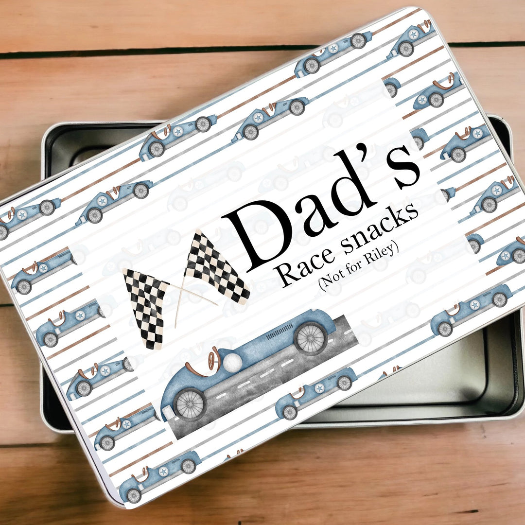 Dad’s Race Watching Tin – Personalised Gift for Him