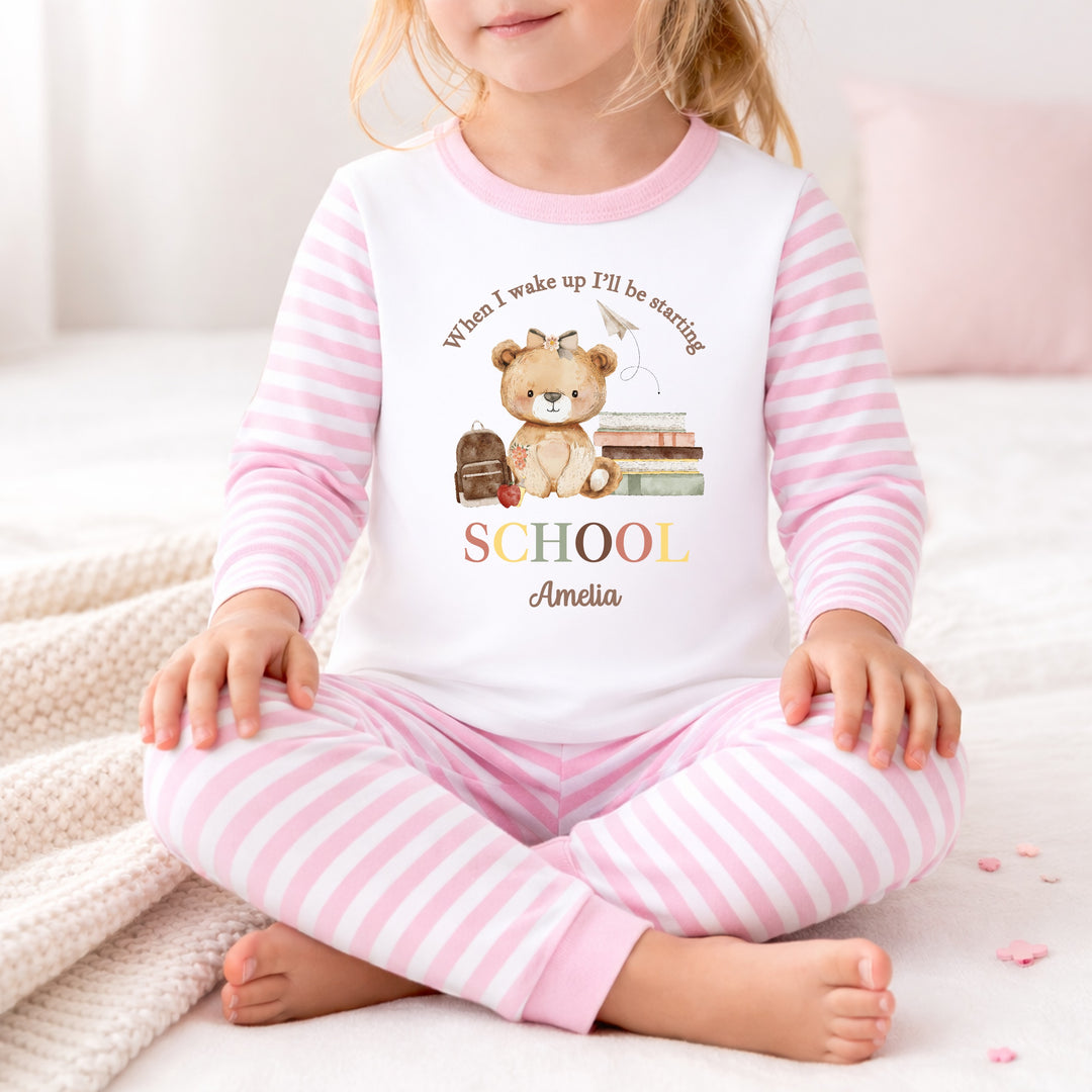 Personalised Girl Bear First Day Of School Pyjamas