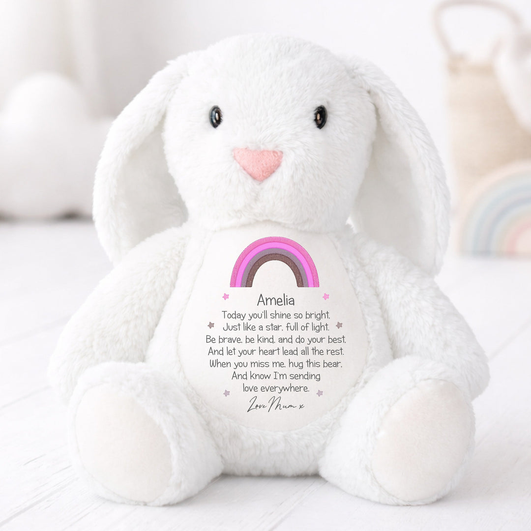 Personalised Shine Bright Pink Rainbow Soft Toy