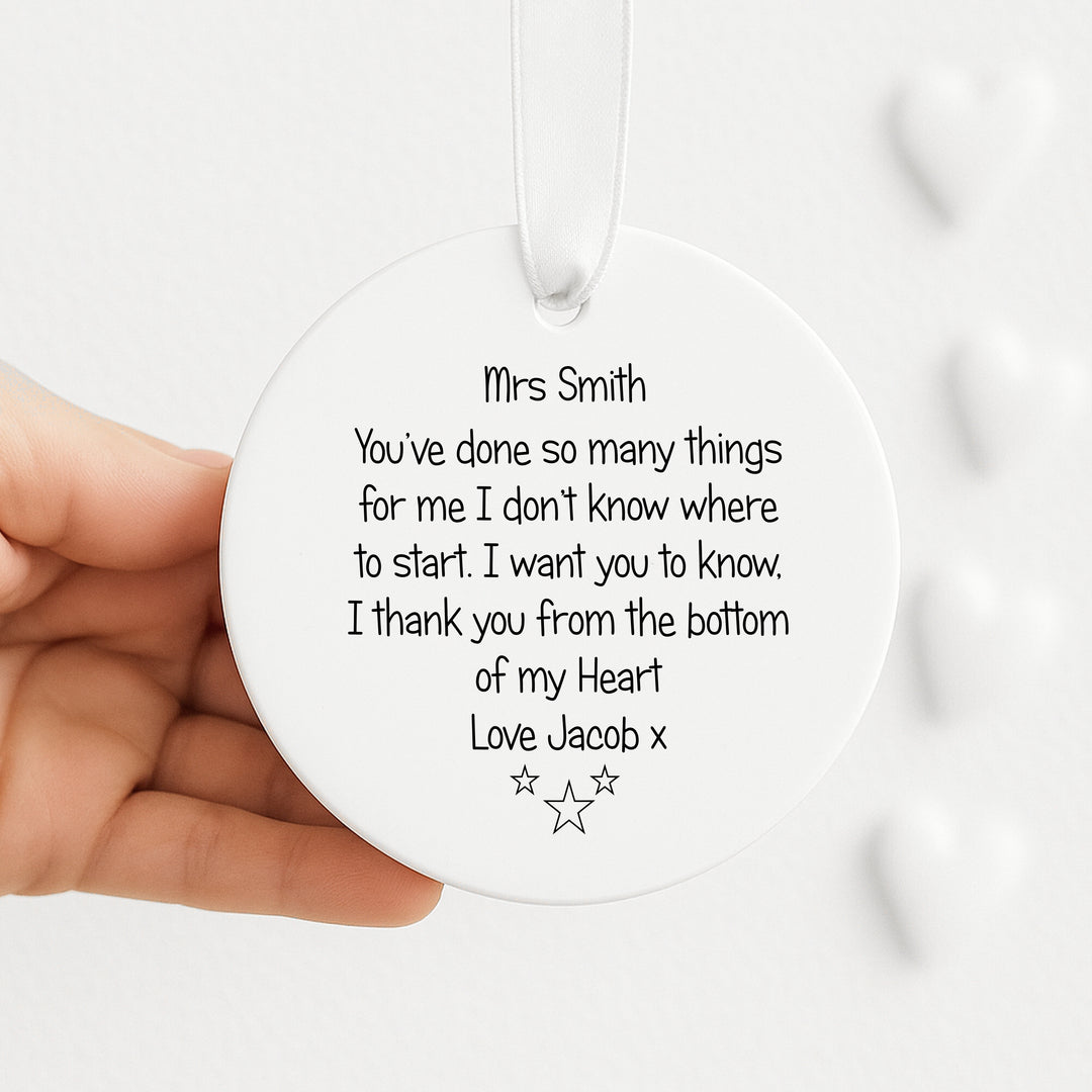 Personalised Teacher Keepsake Ornament