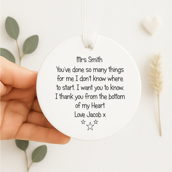 Personalised Teacher Keepsake Ornament