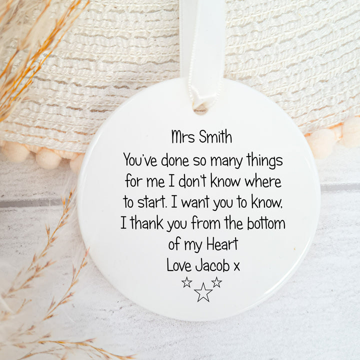 Personalised Teacher Keepsake Ornament
