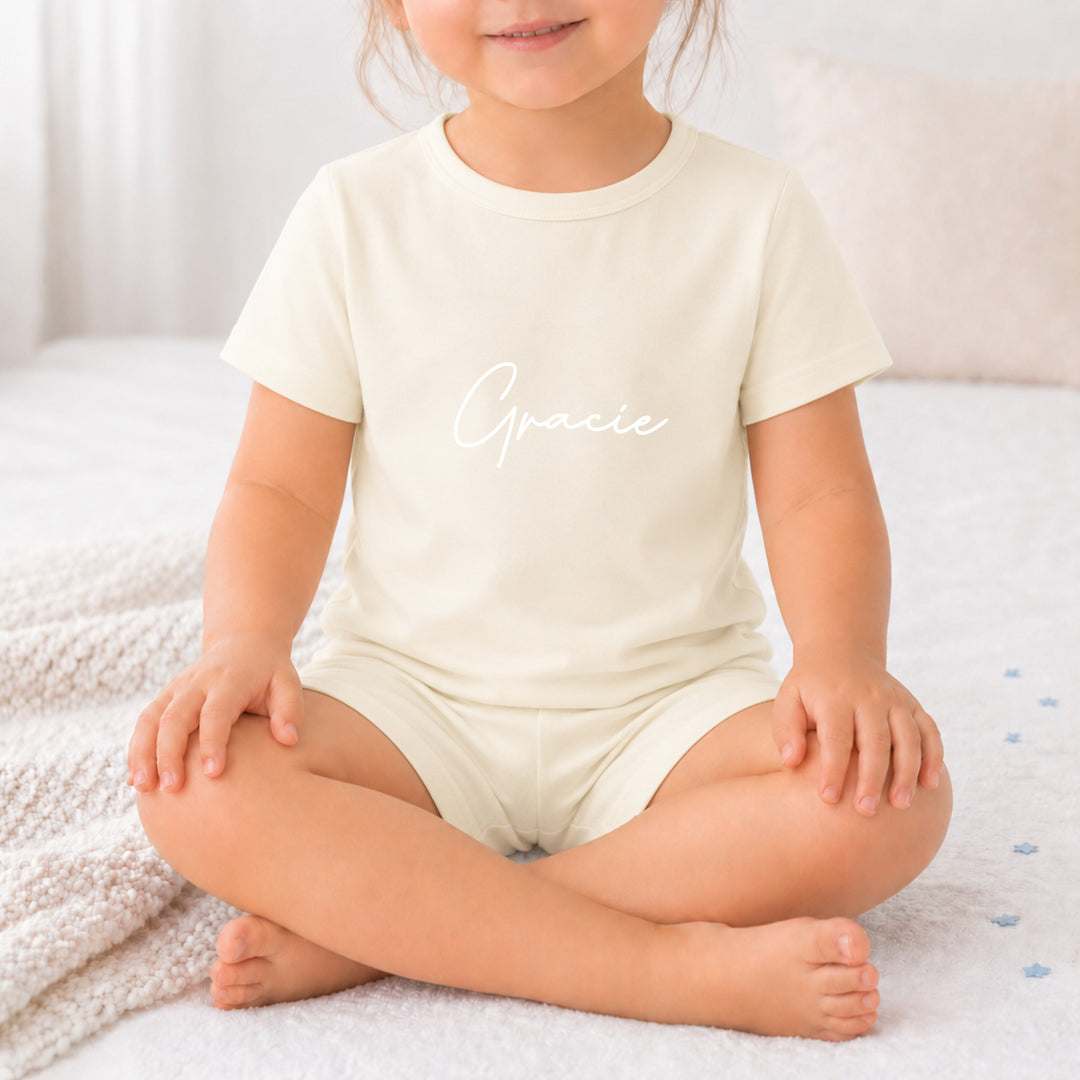 Personalised Script Name Kids Cotton Short Set