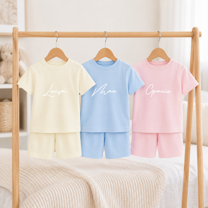 Personalised Script Name Kids Cotton Short Set