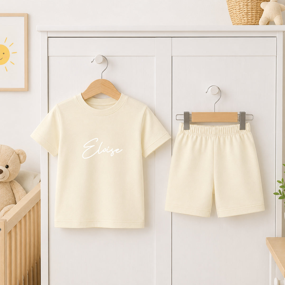 Personalised Script Name Kids Cotton Short Set