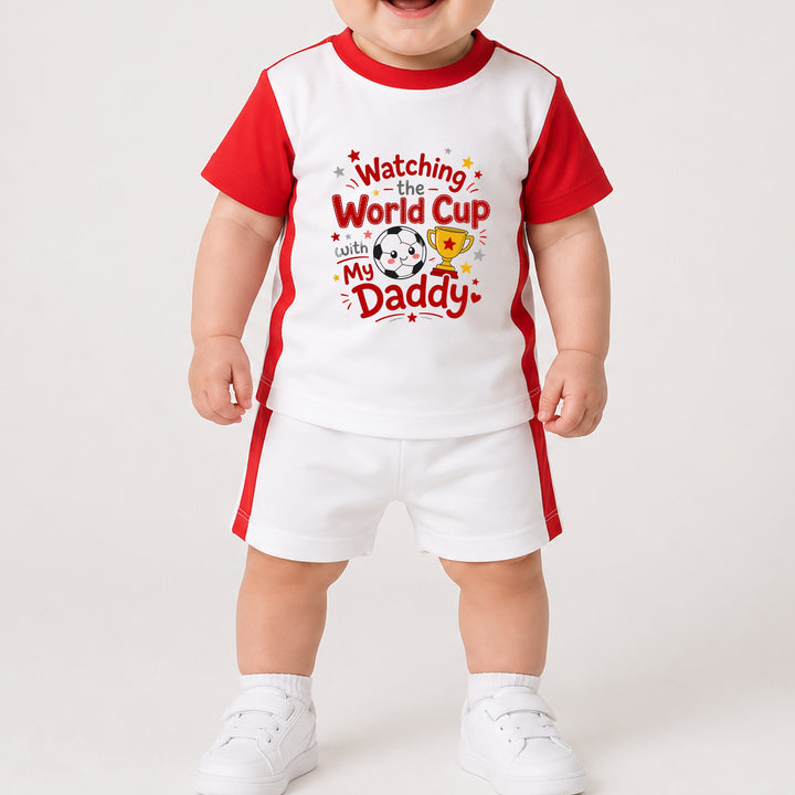Watching The World Cup With Daddy Red Kids Football Kit
