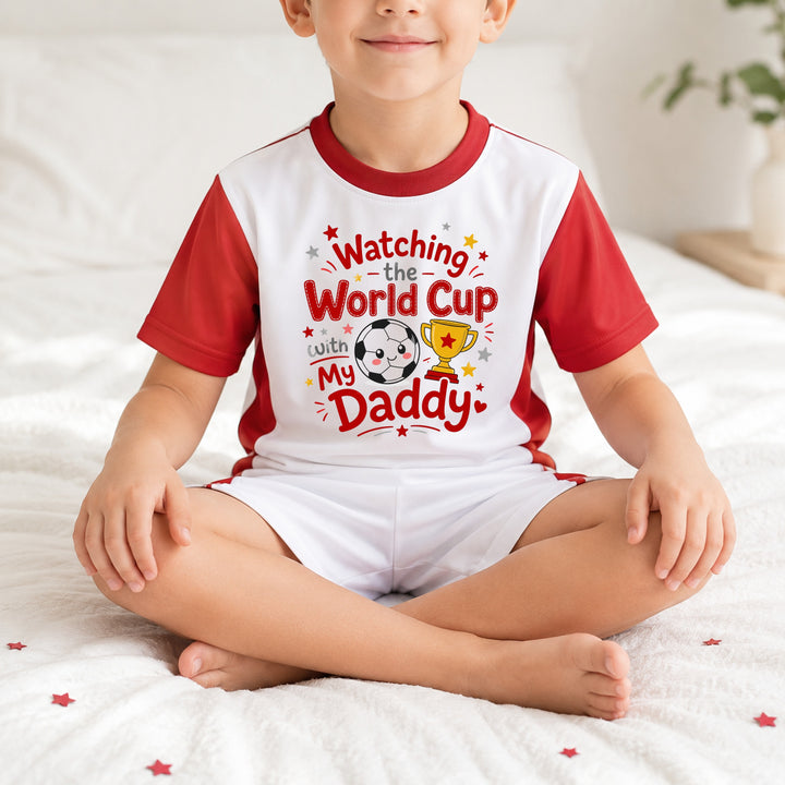 Watching The World Cup With Daddy Red Kids Football Kit