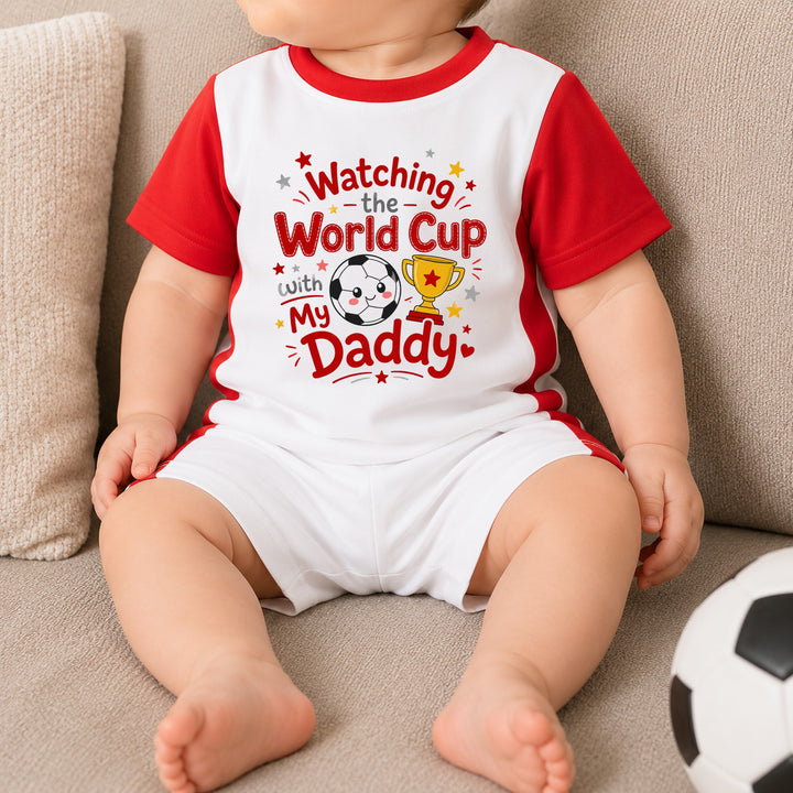 Watching The World Cup With Daddy Red Kids Football Kit