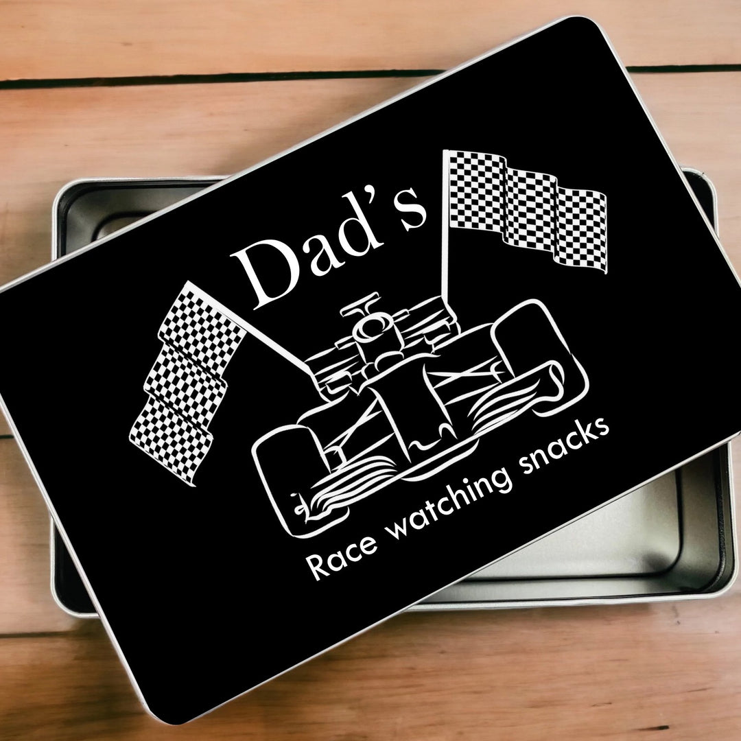 Dad’s Race Watching Tin – Personalised Gift for Him
