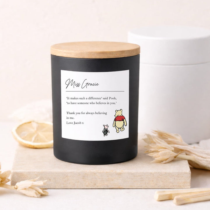 Personalised Pooh Bear Thank You Teacher Gift Candle &amp; Box