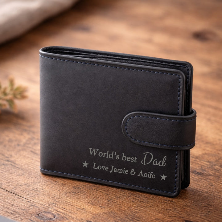 Personalised Engraved Best Dad Leather Wallet
