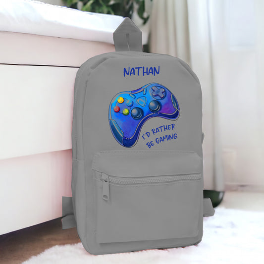 Personalised Grey Gaming Backpack