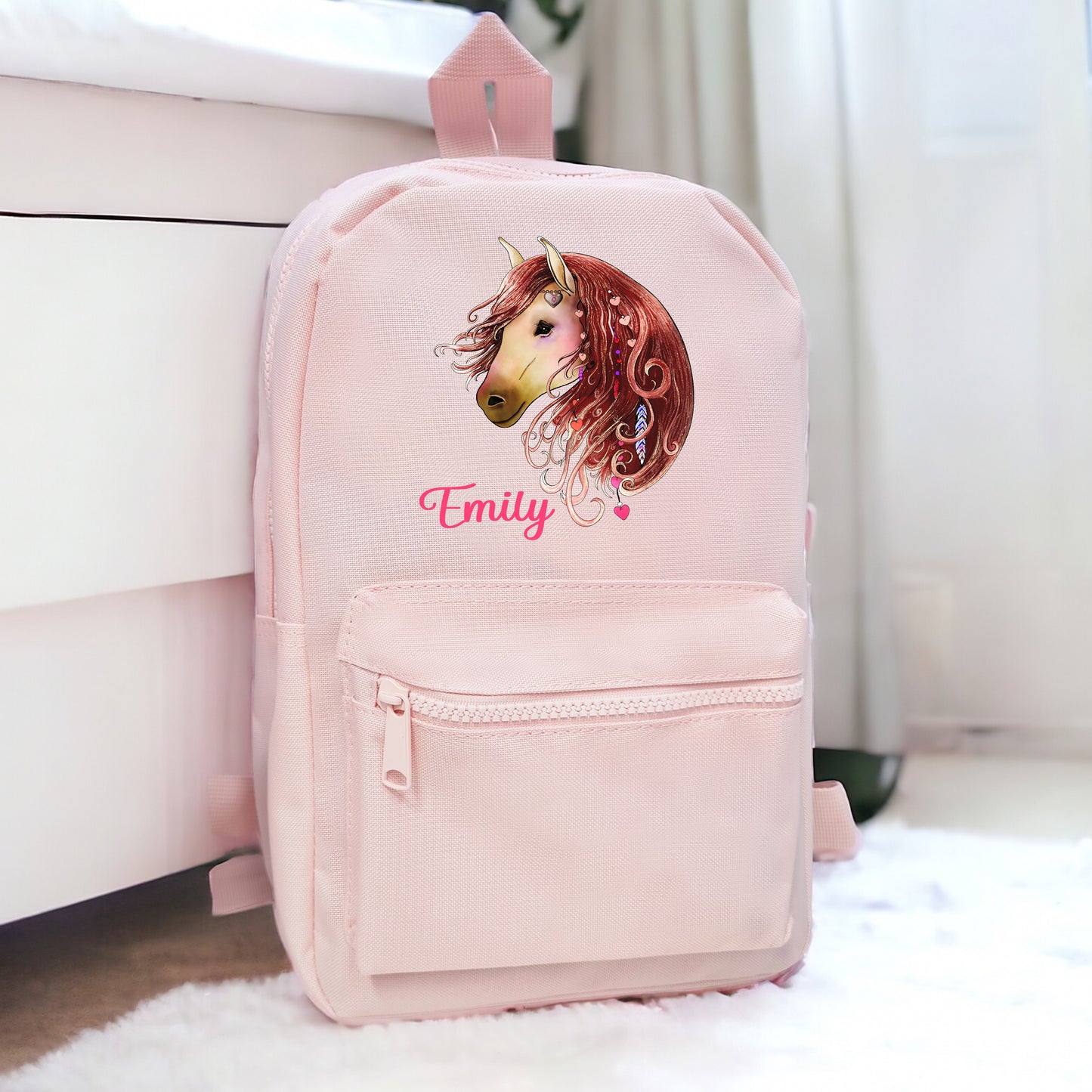 Personalised Pink Horse Horse Backpack