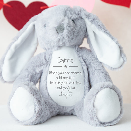 Personalised Hold Me Tight Grey Bunny