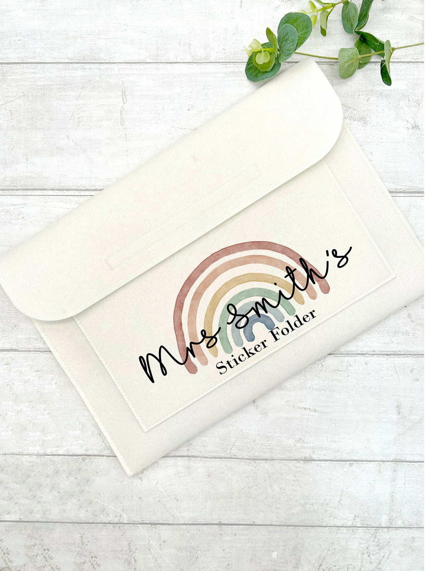 Personalised Rainbow Teachers Stickers Folder